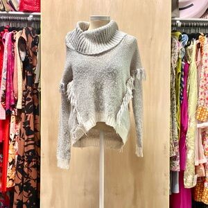 Cozy Gray Fringe Sweater